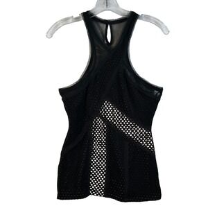 BCBGMAXAZRIA Black Mesh Halter Tank Top Sheer Cutout Racerback Size XS